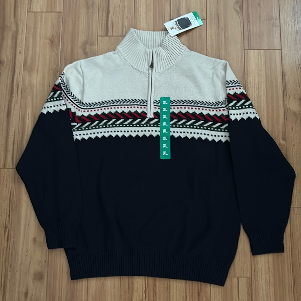 Weatherproof Vintage Men 1/4 Zip Holiday Sweater Winter Pullover XL 🆕